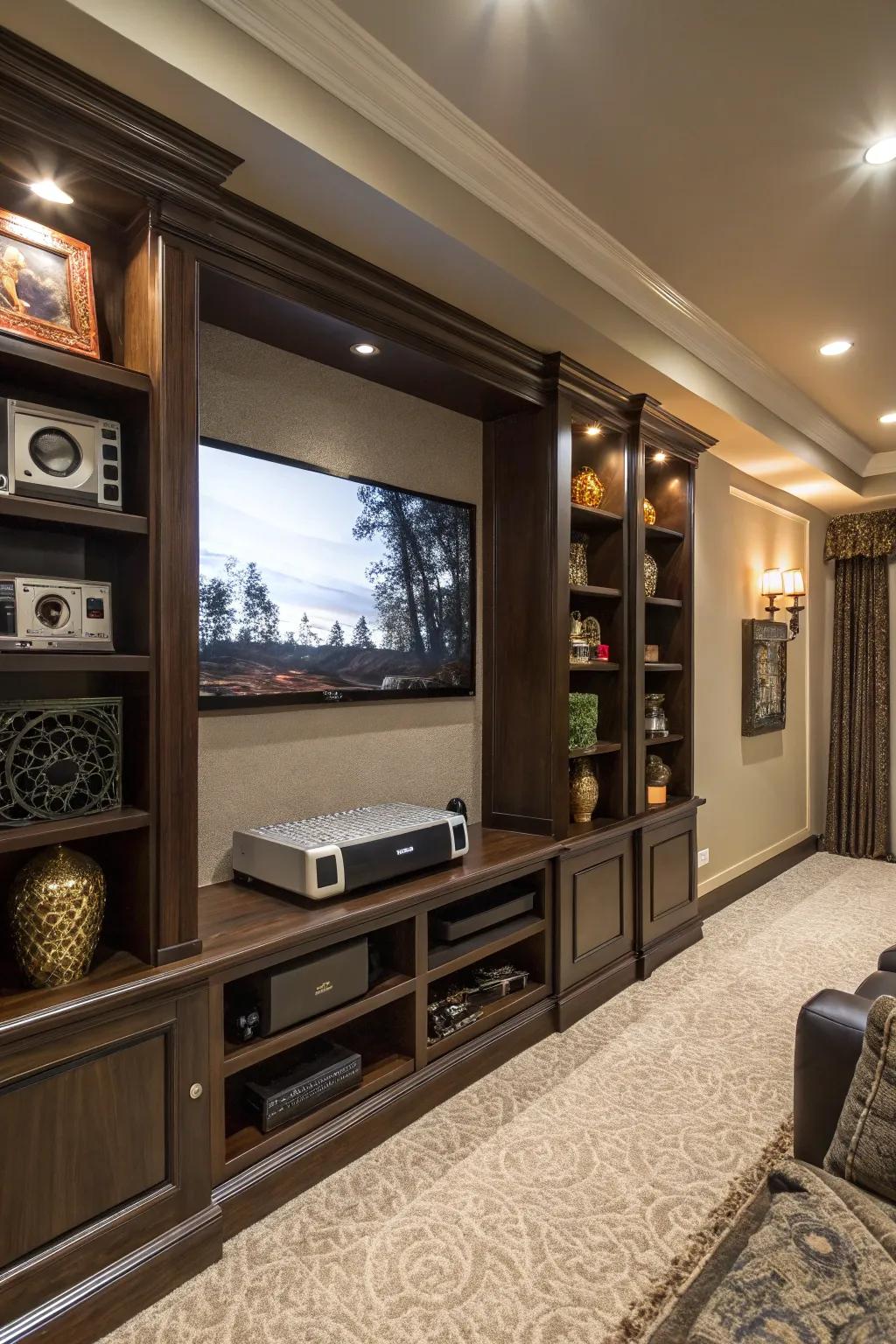 Custom shelves combine usefulness with style.