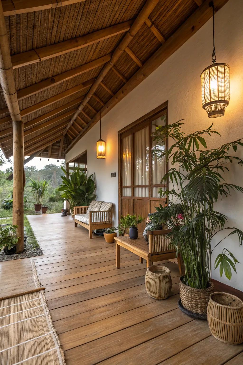 Sustainable bamboo flooring incorporates elegance and eco-consciousness to this ranch home.