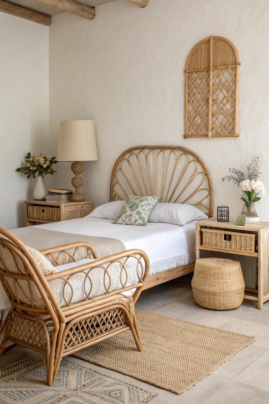 Minimalist style allows the organic beauty of rattan stand out.