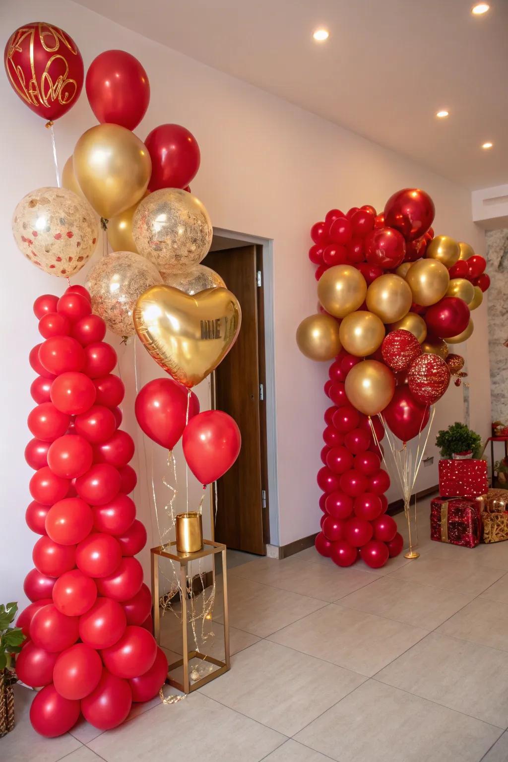 Distinct balloon bundles offer a whimsical touch to the aesthetic.