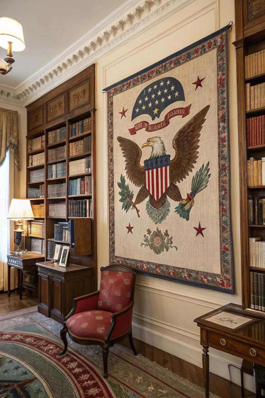 American raptor motif for a strong assertion.