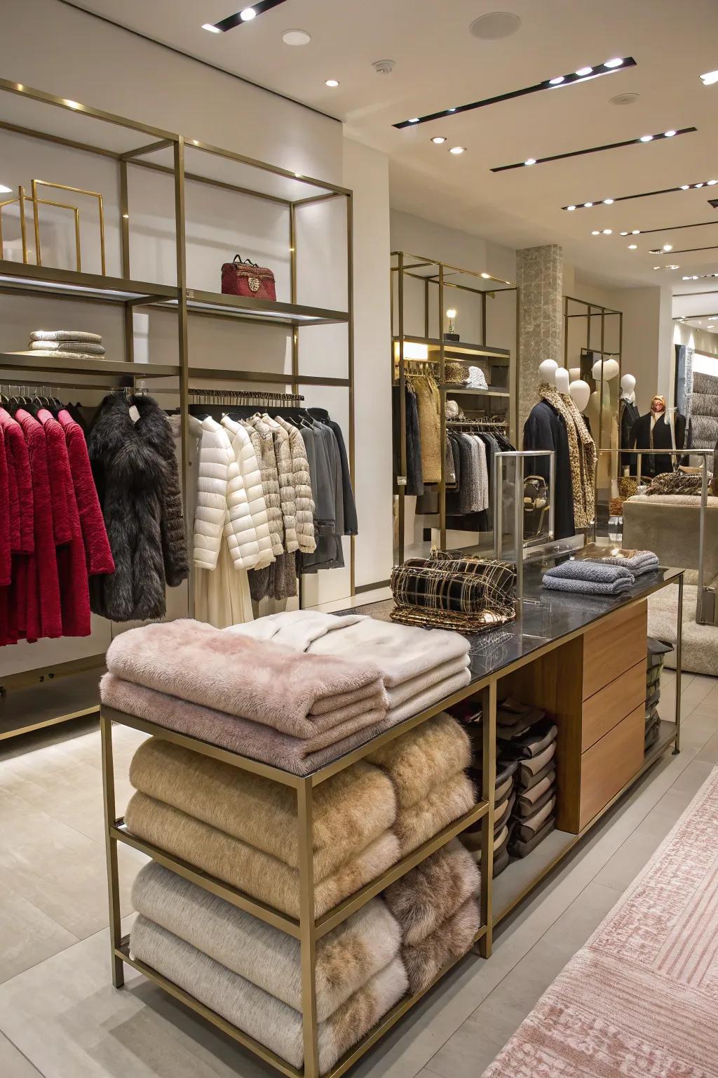 Layered textures convey dimension and opulence to retail interiors.