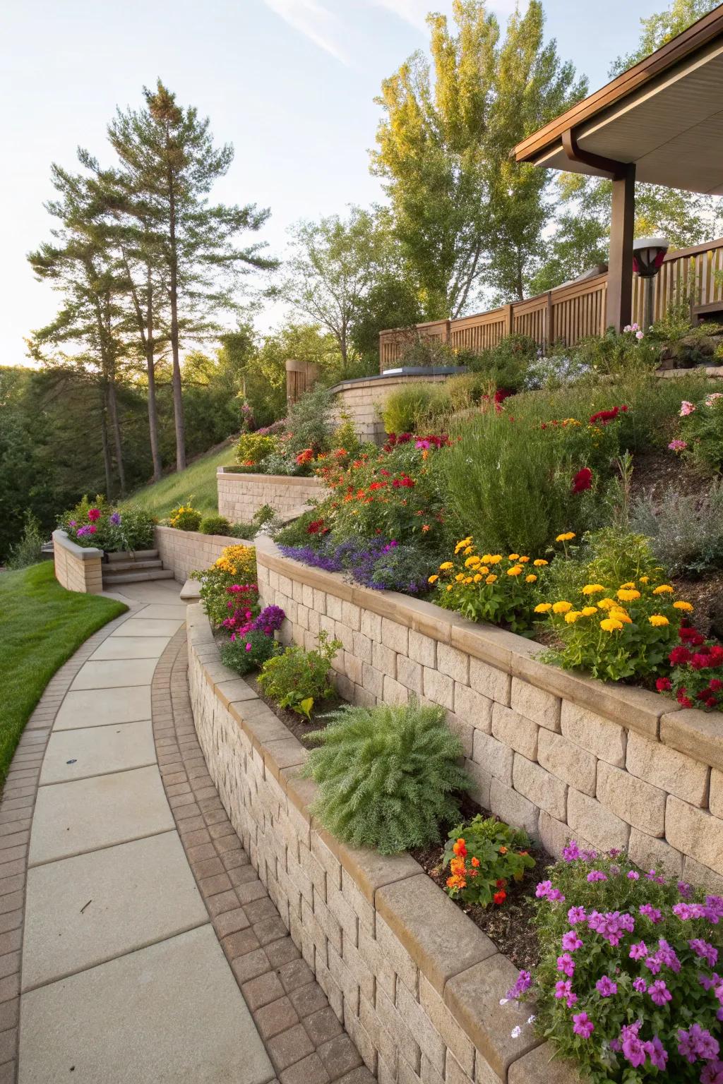 Planter walls elevate gardens to new heights with integrated greenery.