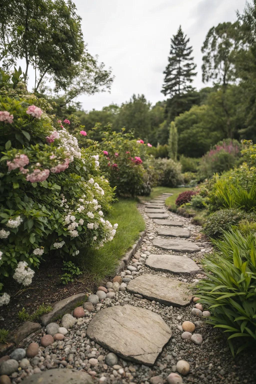 Elevate treads through a pebble surround.