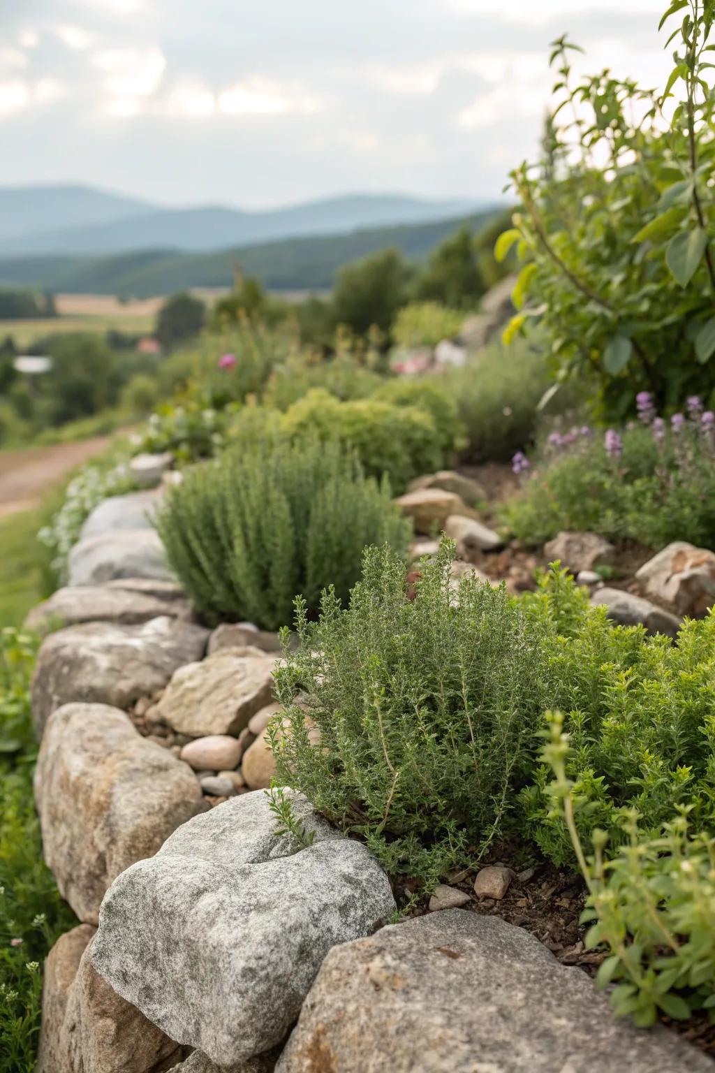 Delight your senses with stone and herb combinations.