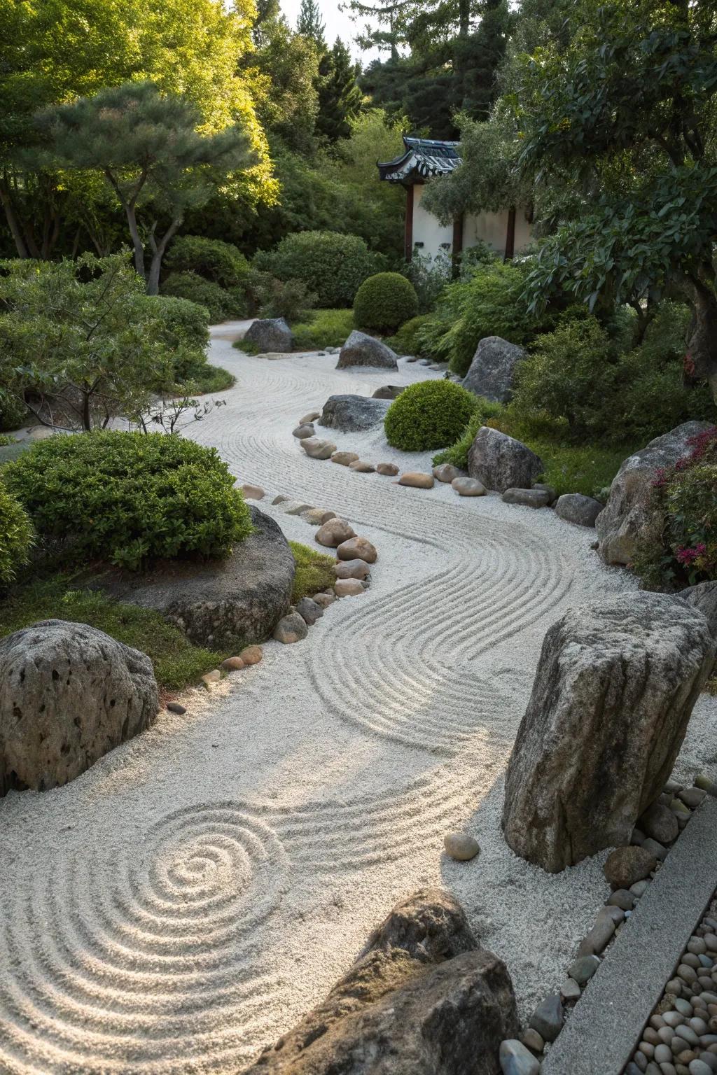 Zen garden walkways proffer a peaceful retreat within your outdoor space.