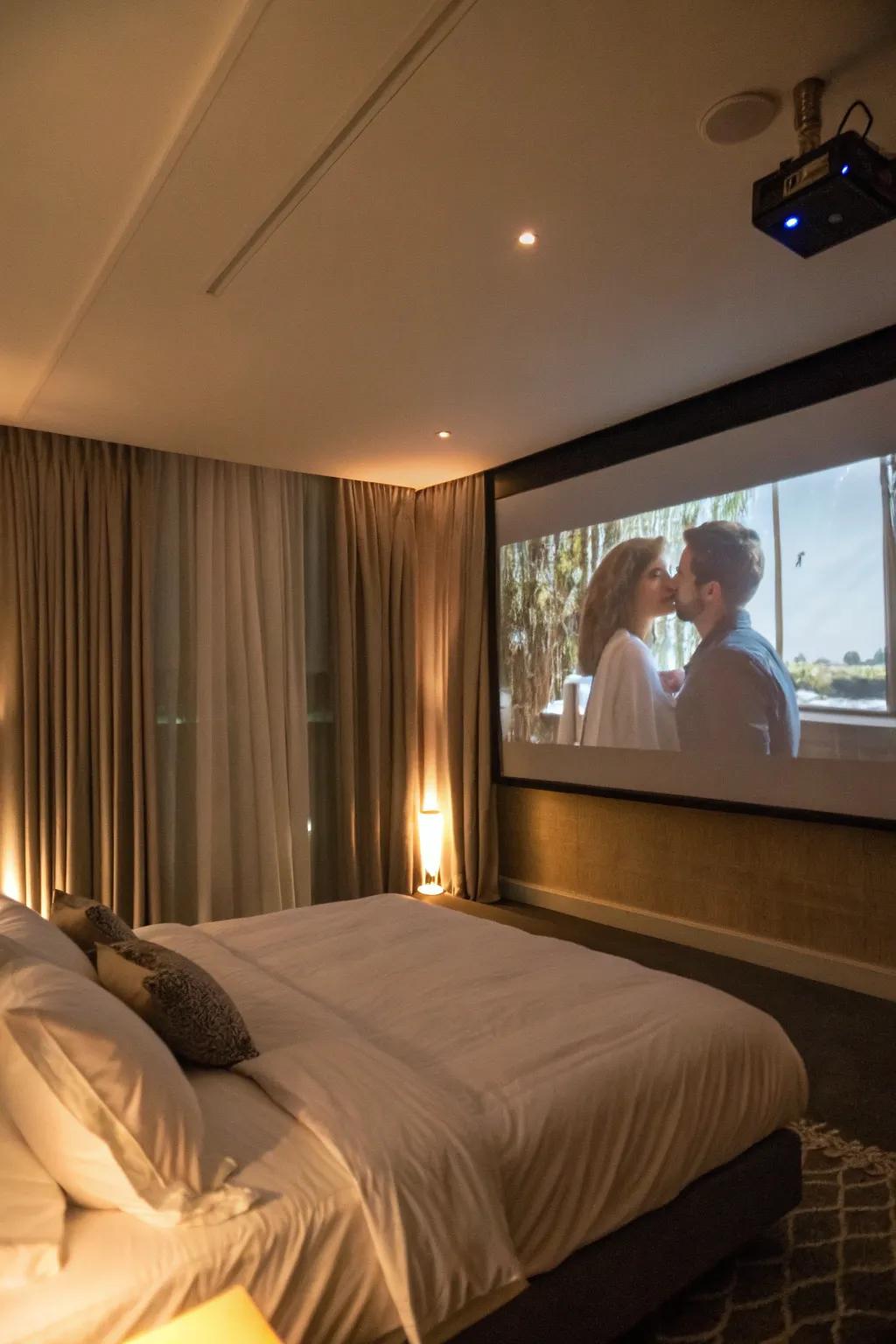 A film night adds a cozy, intimate vibe.