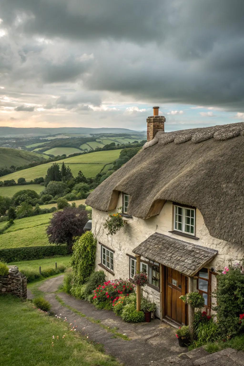 Thatch roofs offer rustic charm and natural warmth.