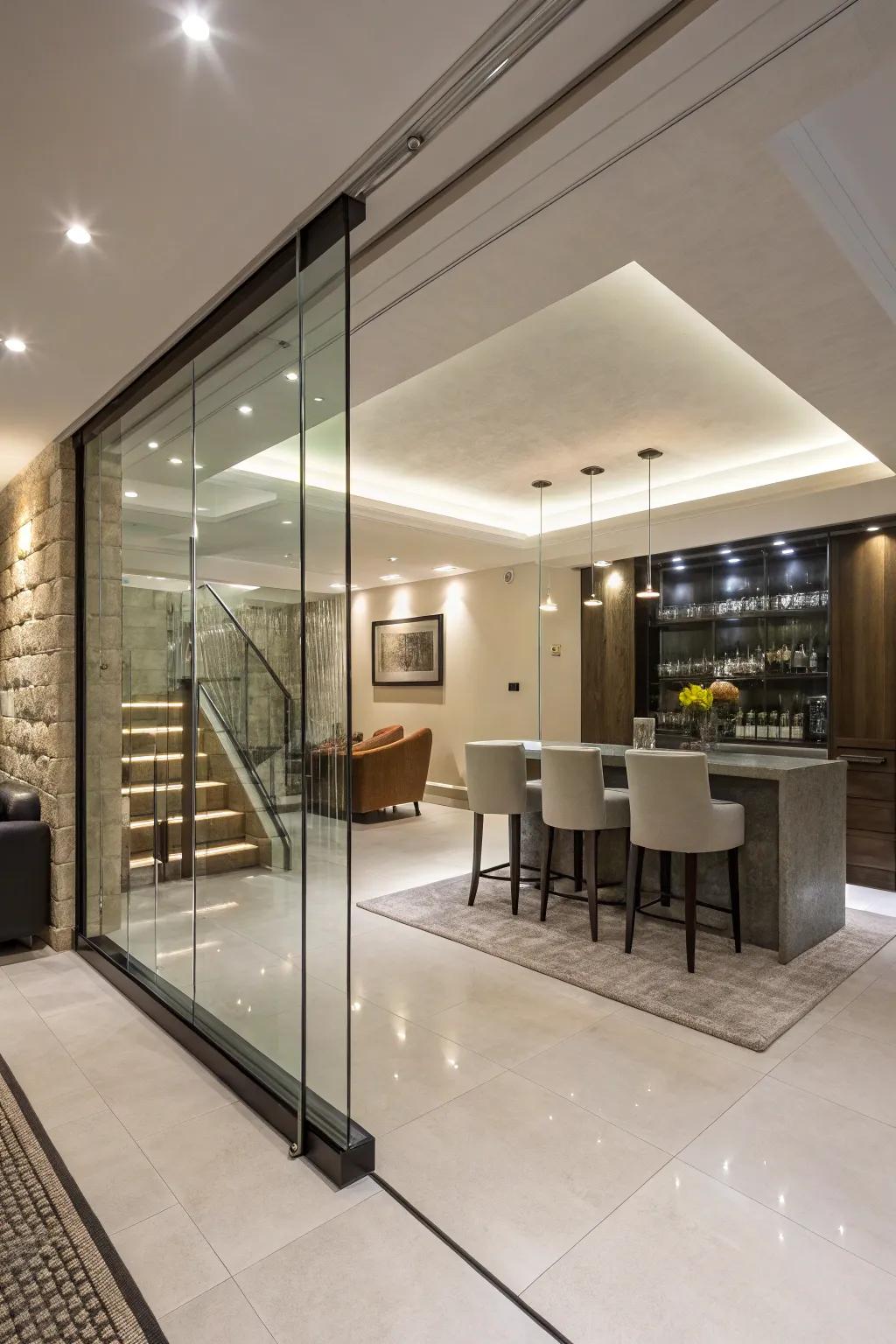 Glass dividers bring elegance and light to any space.