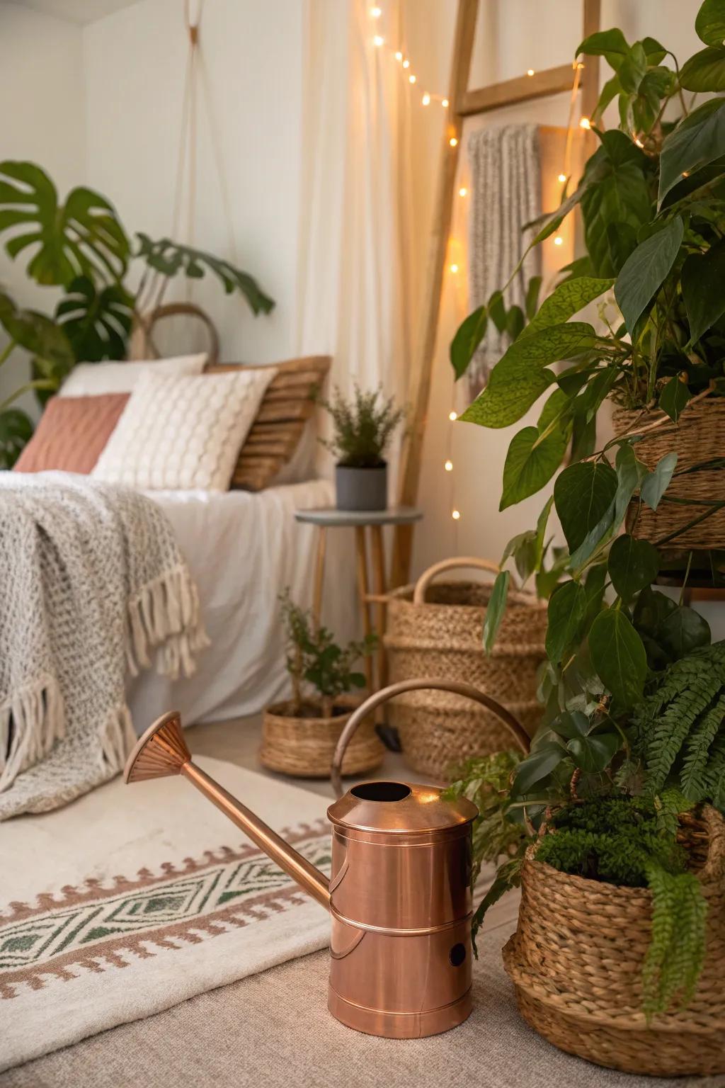 Creating a boho vibe with rose gold elegance.