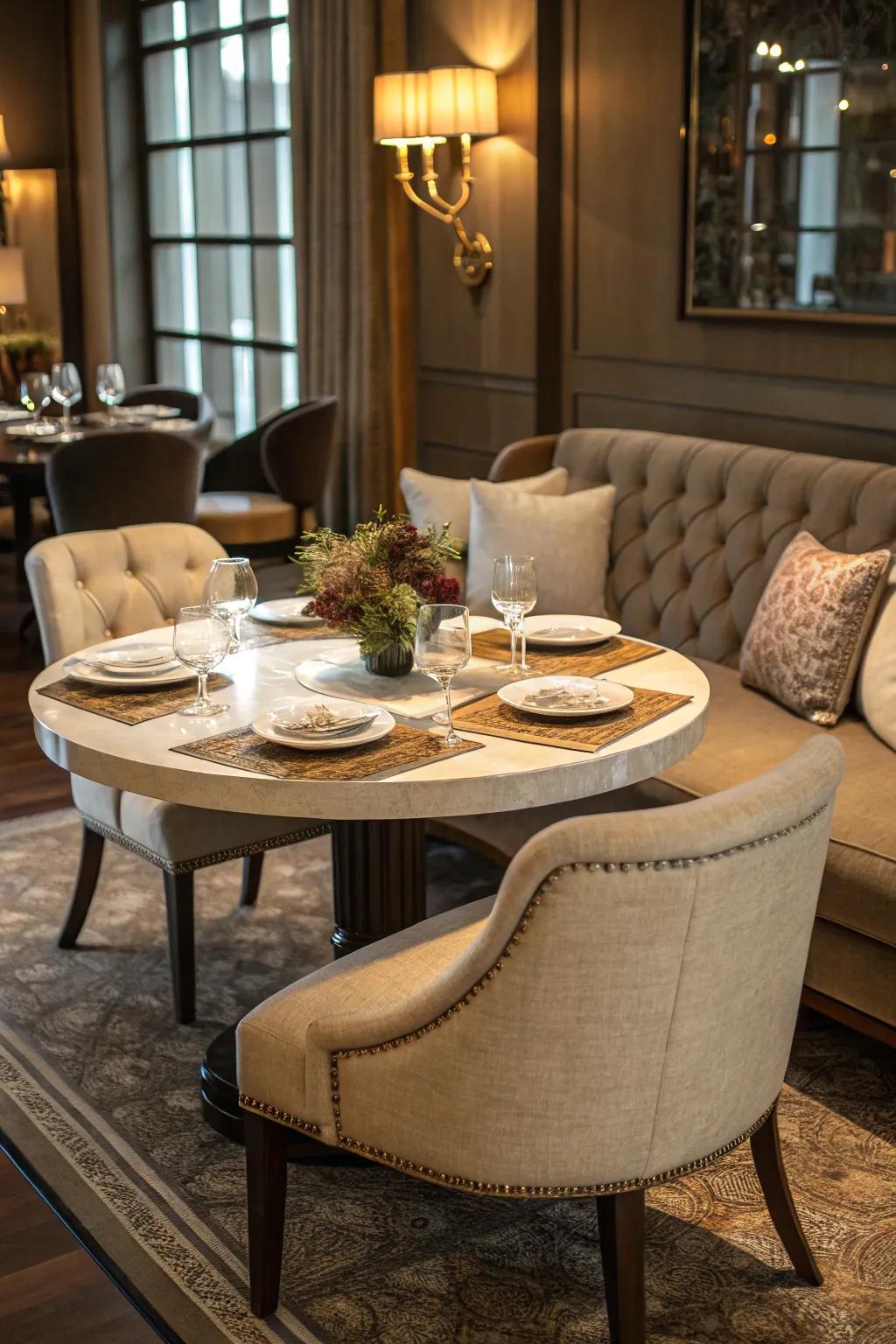 Unique seating introduces comfort and flair.