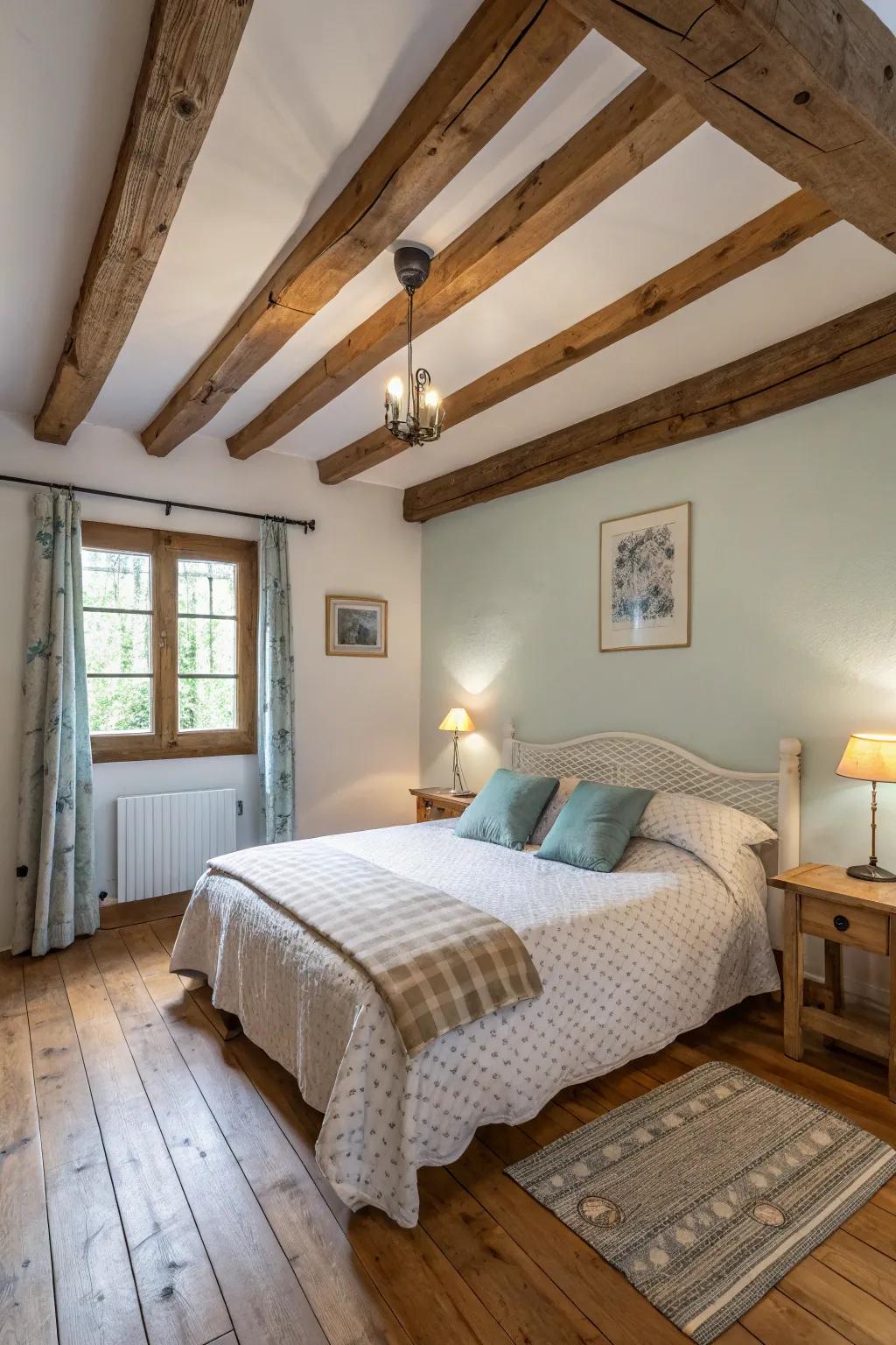 Simple decoration creates a clean style in this countryside bedroom.