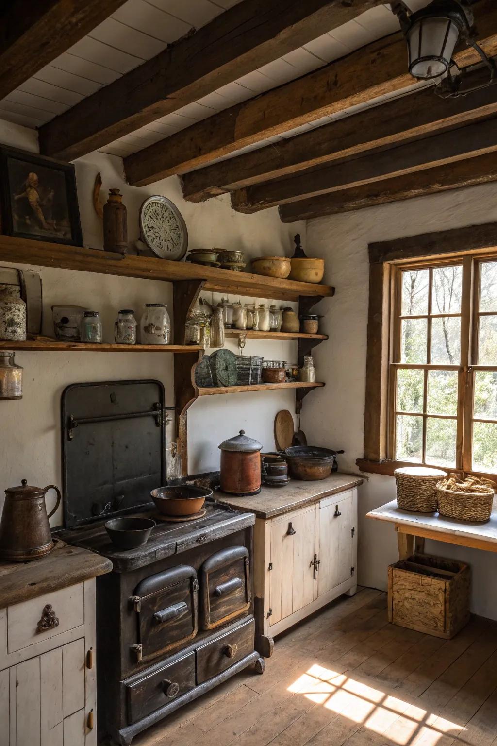 Collectibles on display add historical charm.