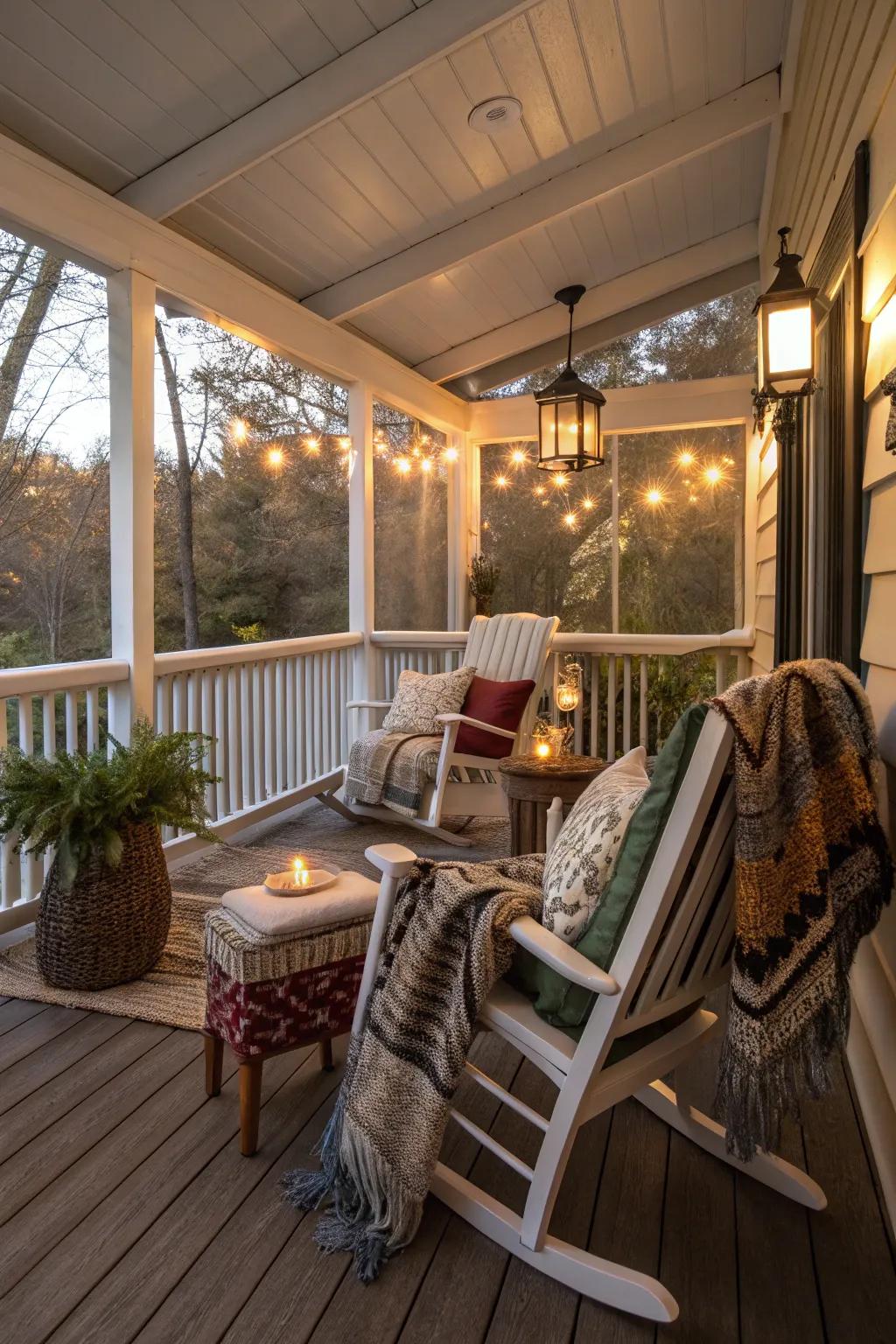 A classic comfort porch that invites relaxation.
