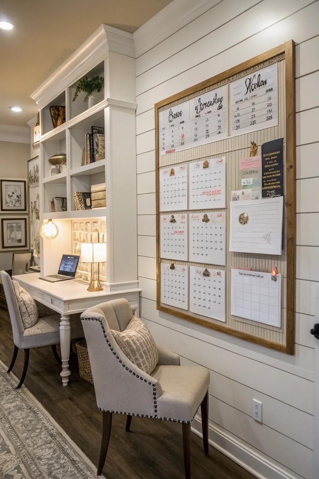 Make a stylish and efficient workspace with this timber cladding notice board idea.