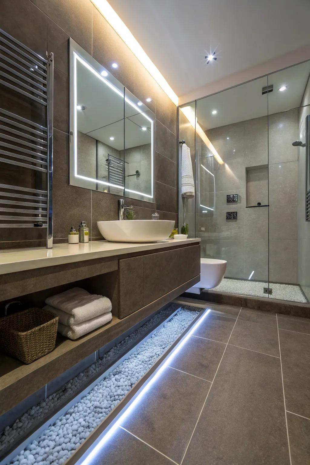 Integrated lighting adds a modern and luxurious touch to shower curbs.