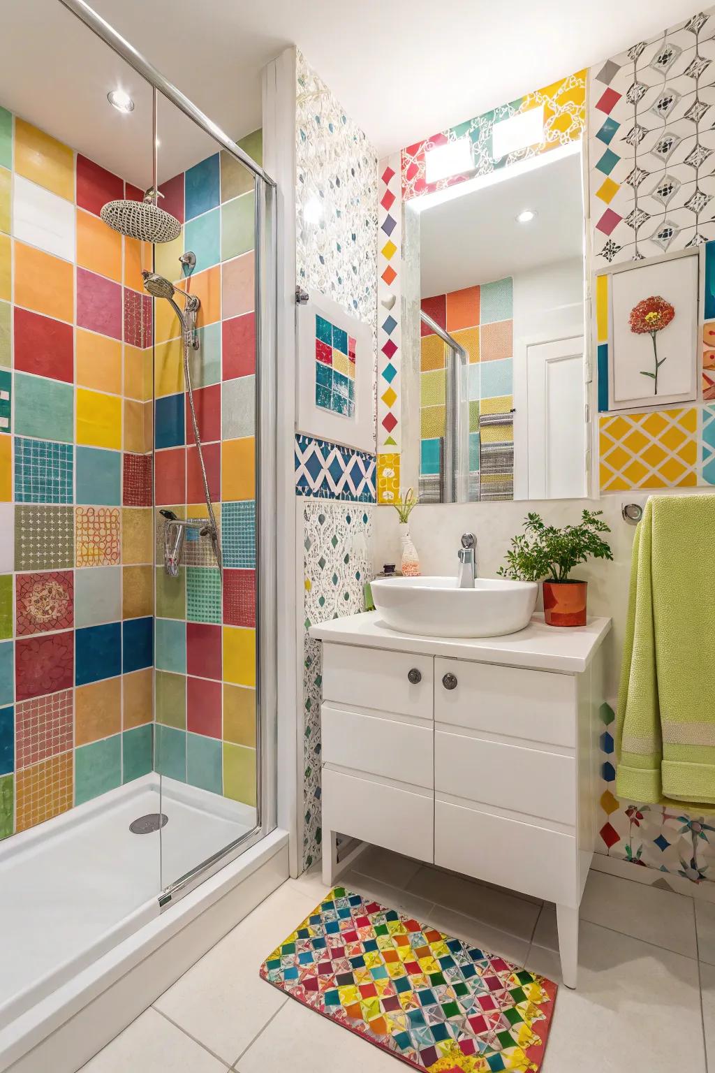 Vibrant tiles breathe life and personality into your shower.