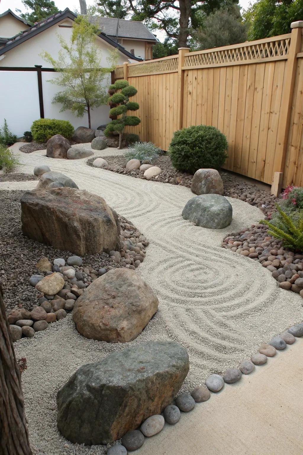 Produce a serene retreat using a Peaceful stone garden within your side yard.