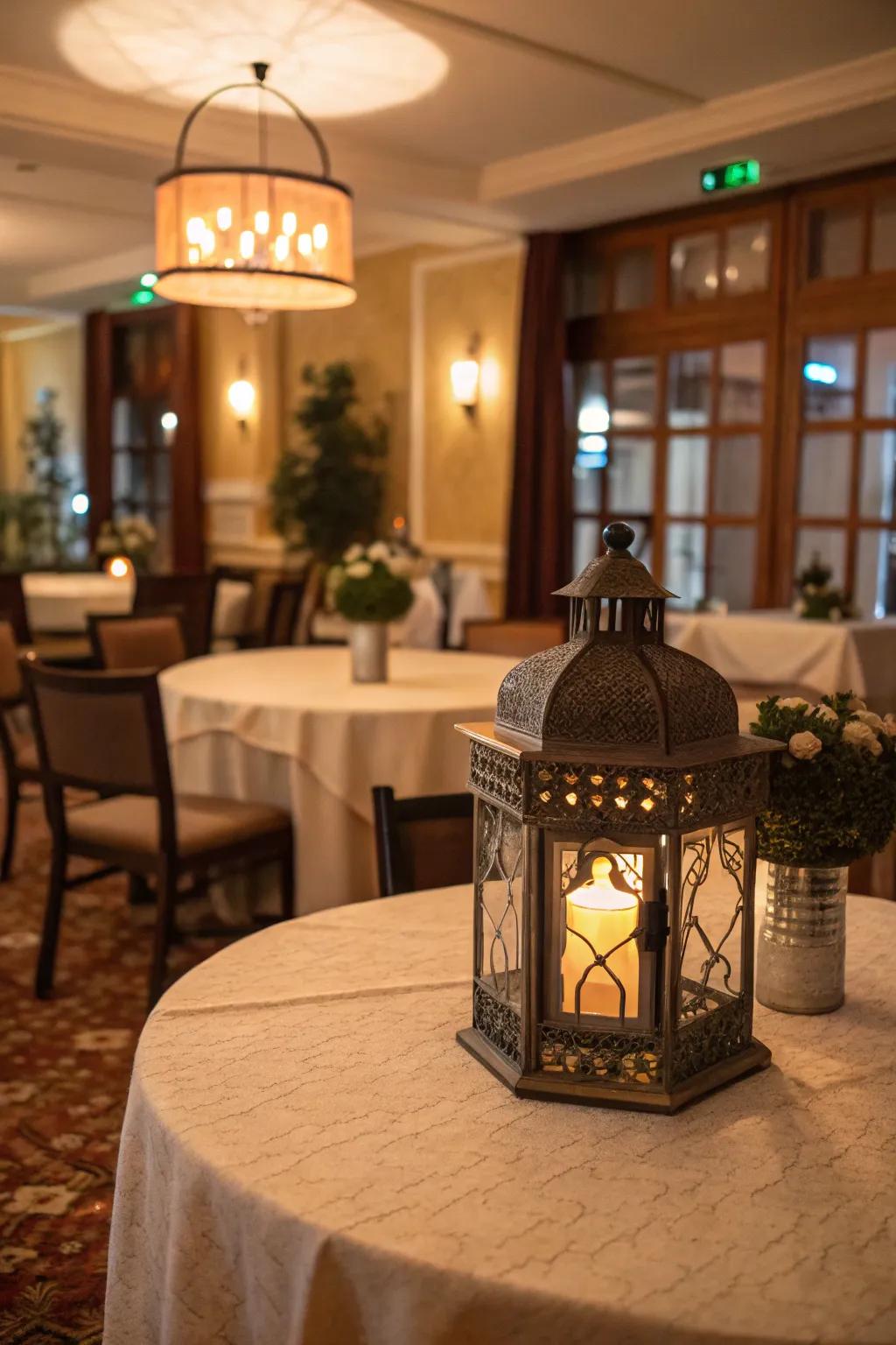 A lamp with LED lights delivers a snug and stylish centerpiece.