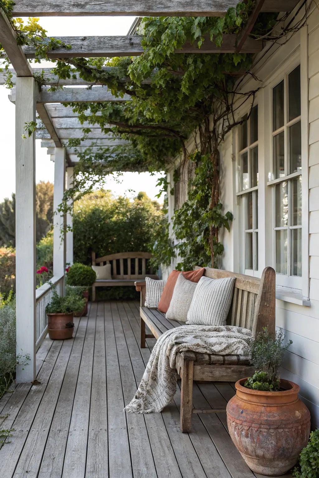 Render your porch inviting with a countryside bench.