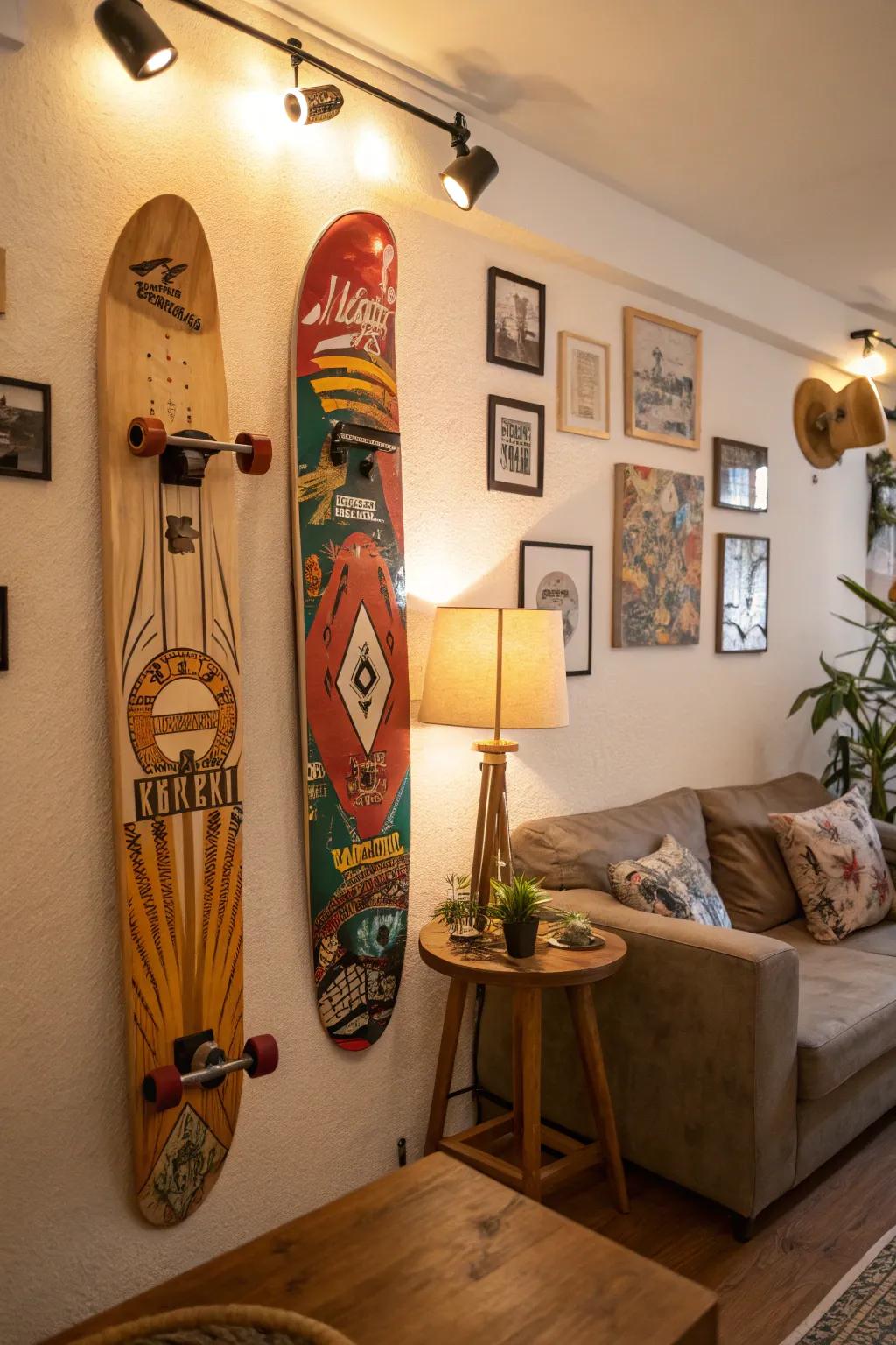 Get nostalgic with old-school skateboard art.