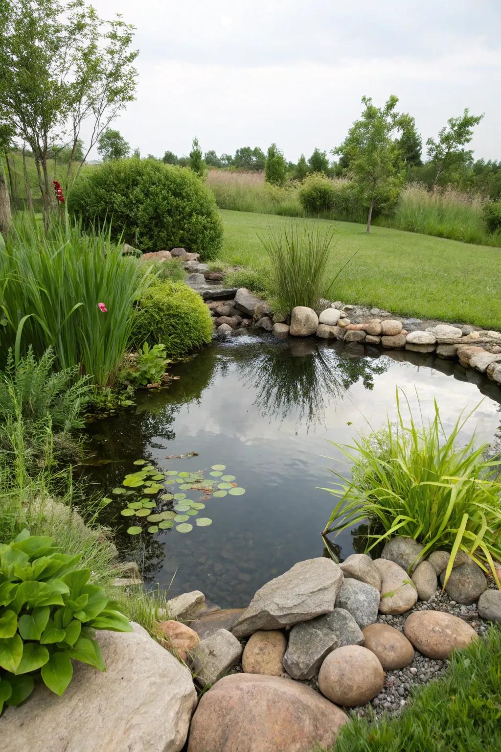 A small body of water makes a tranquil and pleasant garden feature.