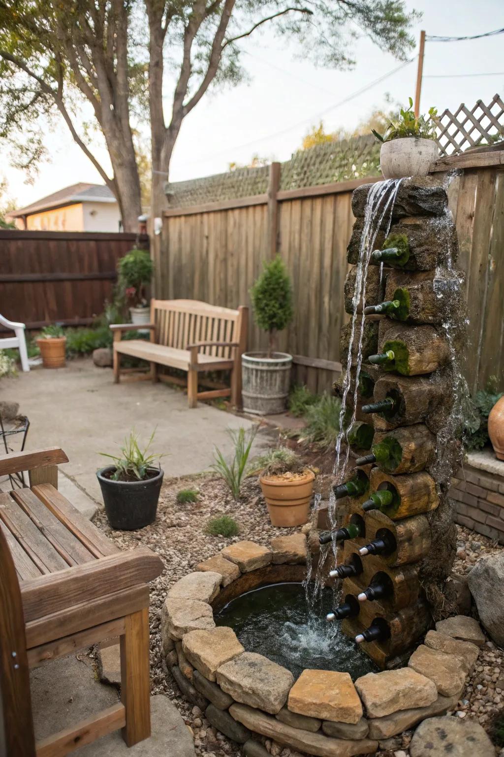 A wine bottle cascade introduces sophistication and intrigue.