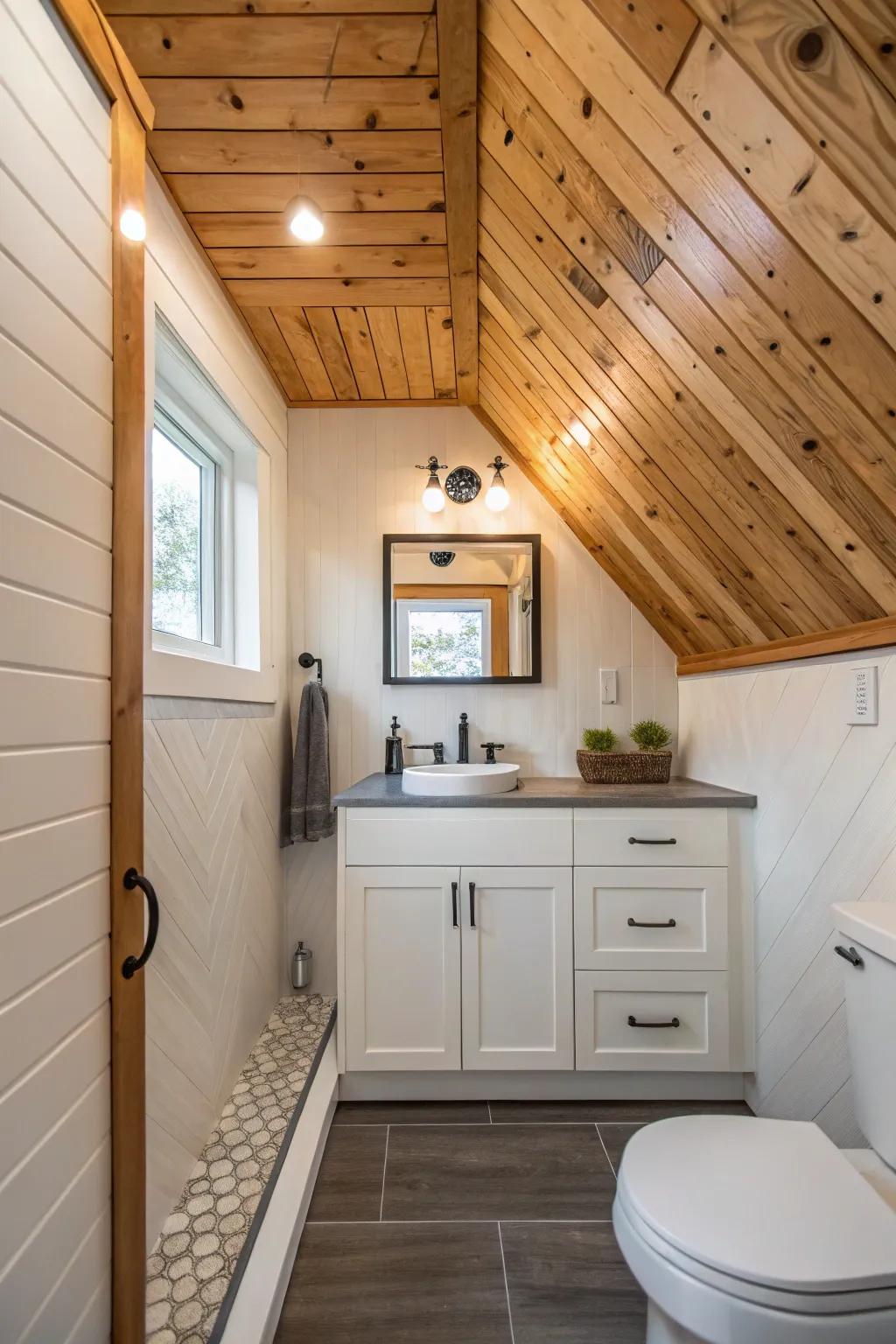 The angled pattern adds an element of the unexpected and a feeling of spaciousness.