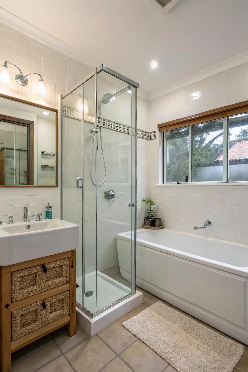 A smooth mix with a glass and tub combo.