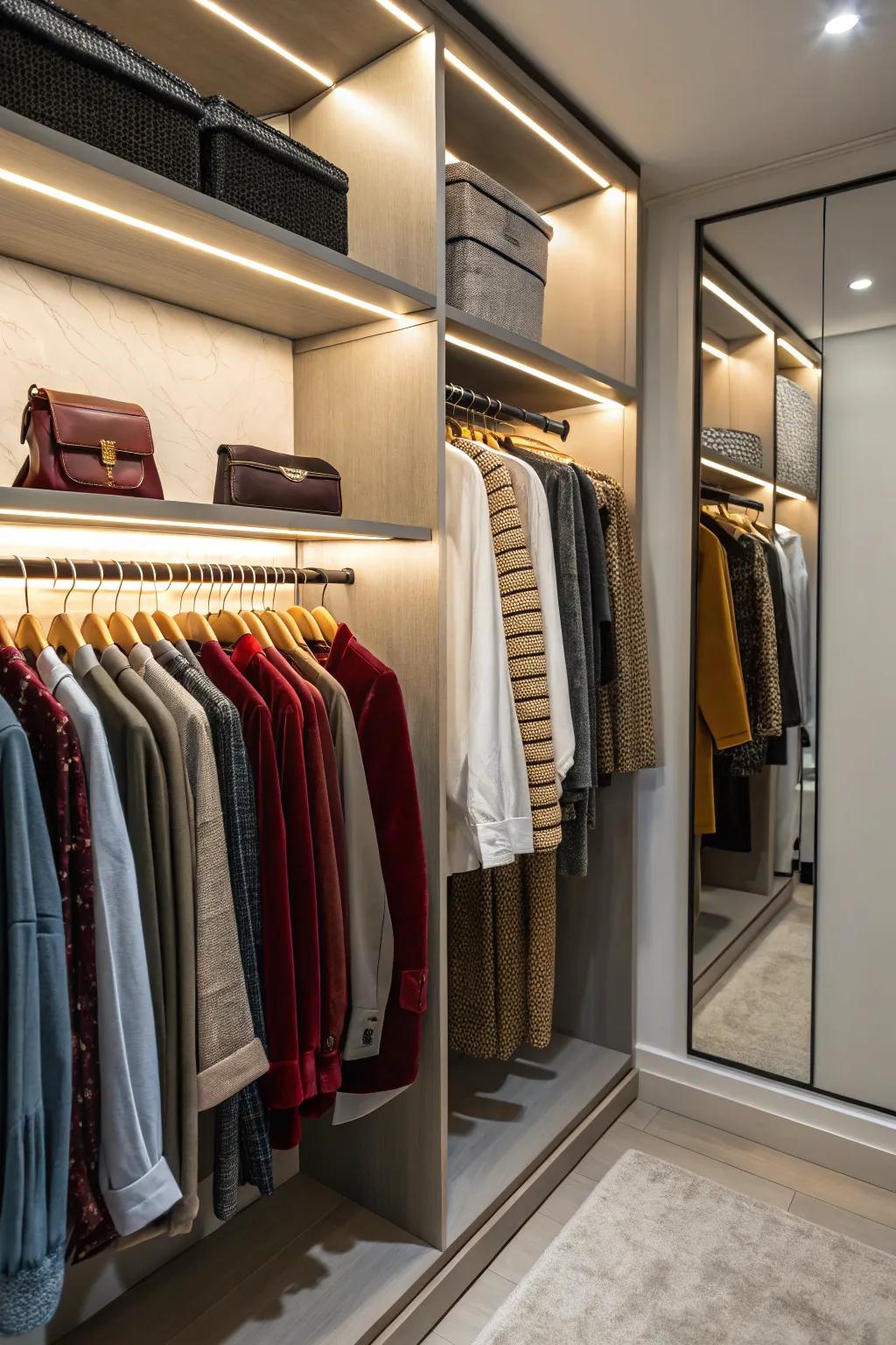 Thin garment hangers optimize hanging area.