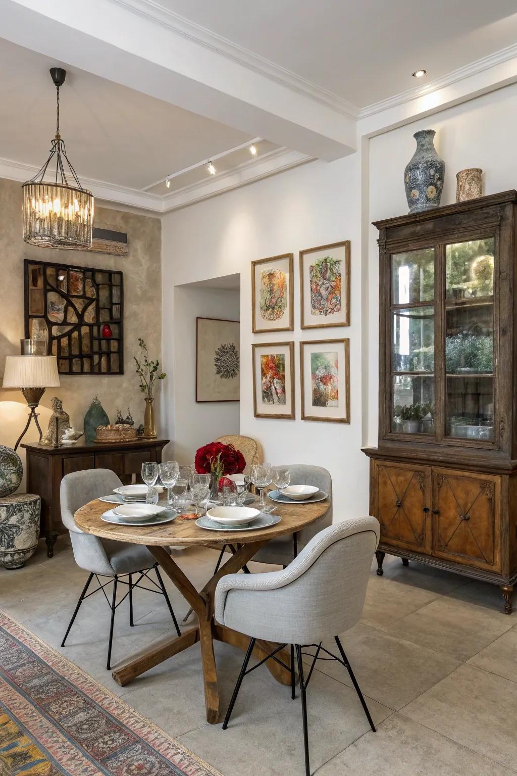 Create intrigue through an eclectic mix of styles.