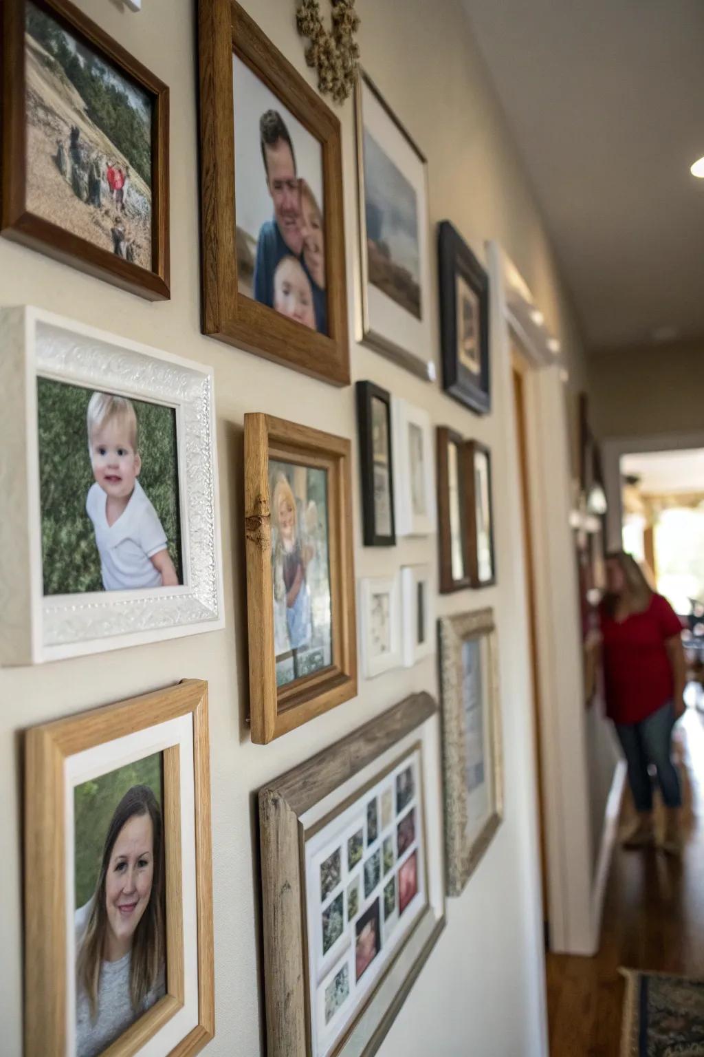 Photo displays add personal appeal and storytelling to decoration.