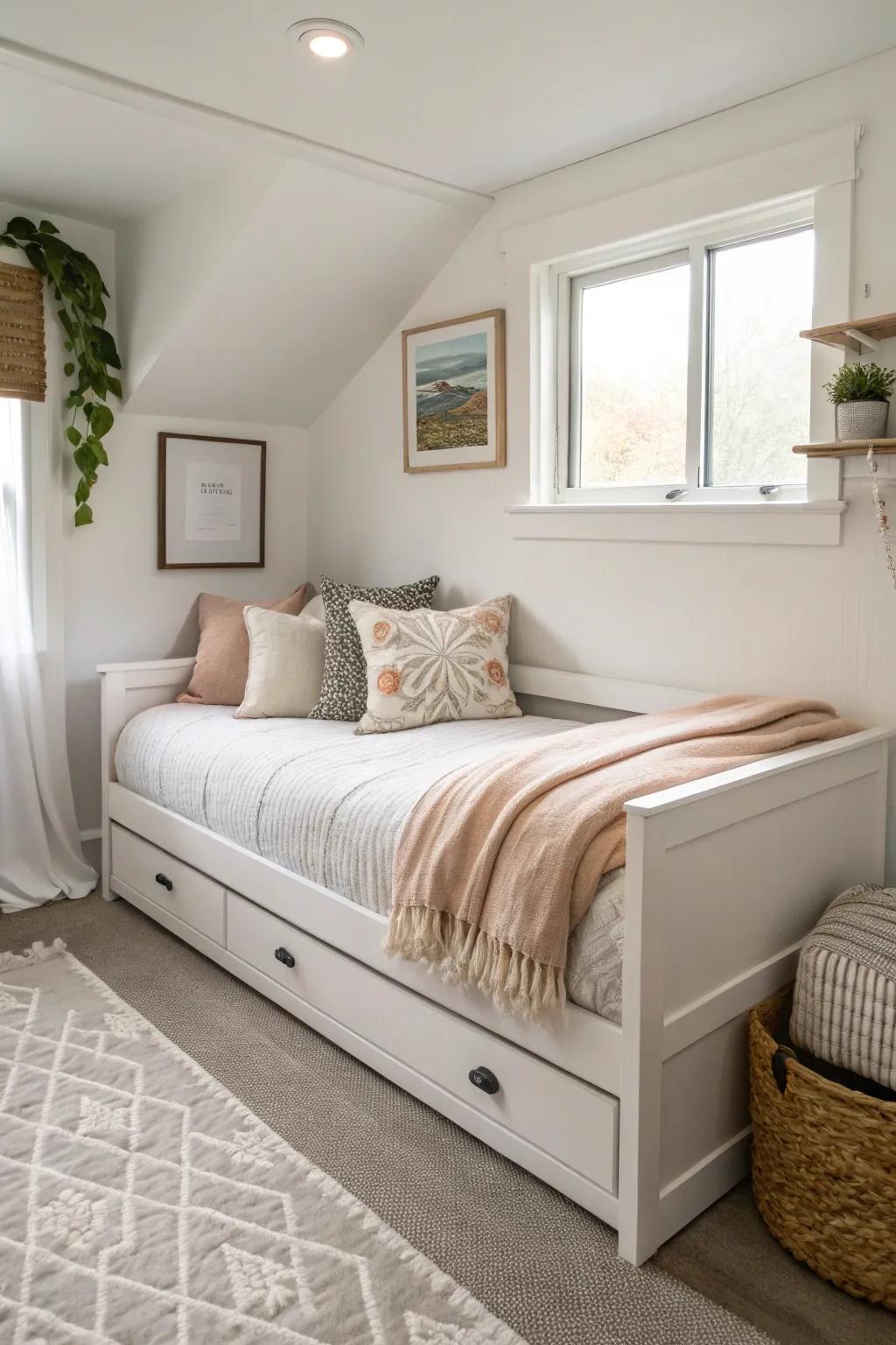 Daybeds offer versatile solutions for multifunctional bedrooms.