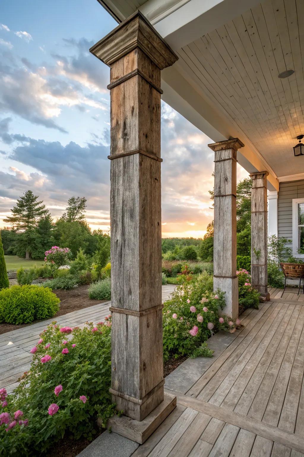 Recycled timber upright posts bring rustic charm and character.