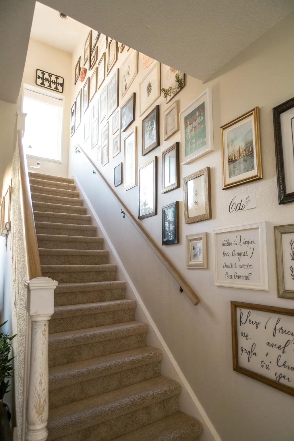 Inspirational proverbs add optimism and individuality to the exhibition wall.