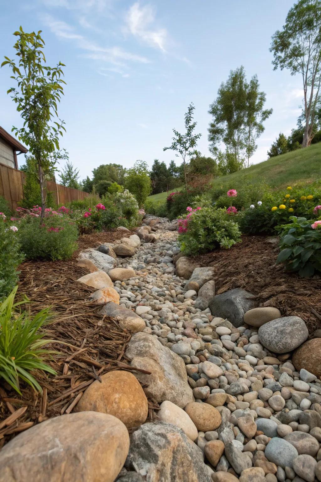 Convey a sense of flow to your garden with an arid brook bed.
