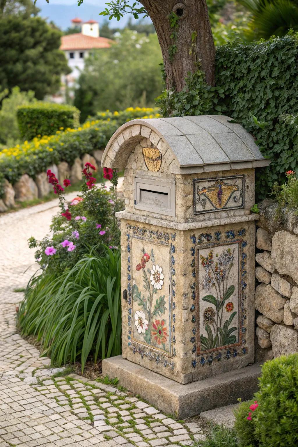 Mosaic patterns transform your mailbox into a work of art.