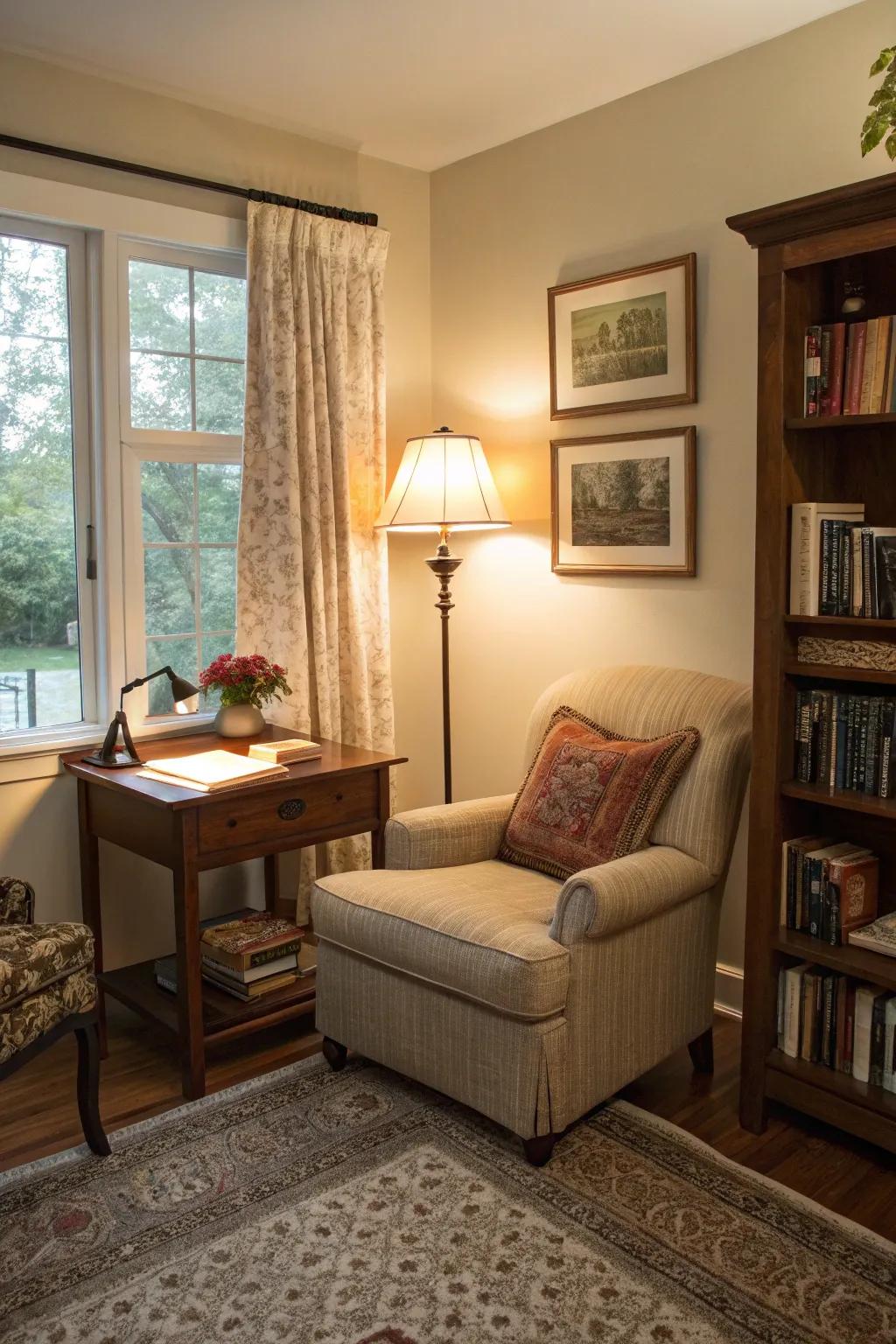 A peaceful corner enhances concentration and focus.