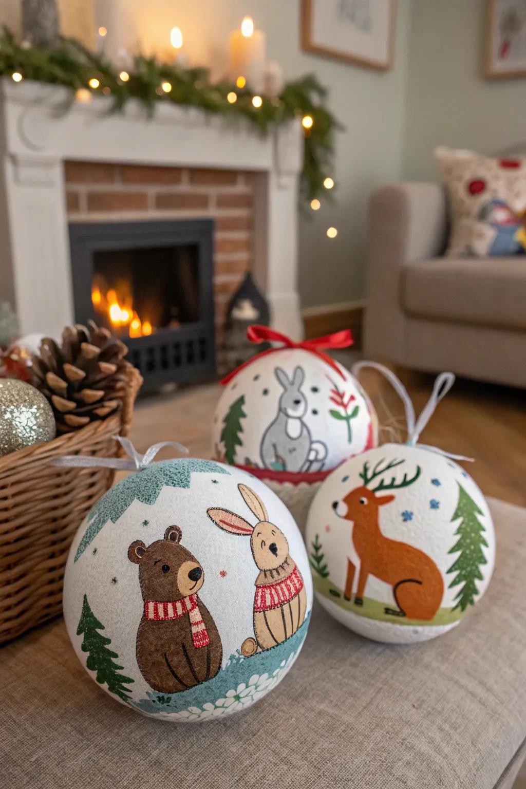 Animal-themed ornaments contribute an endearing nuance.