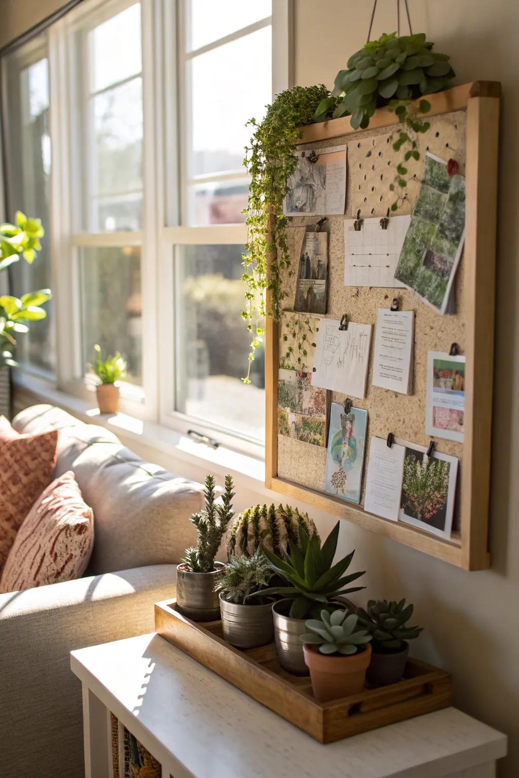 Genuine and imitation succulents fashion a dynamic showcase.