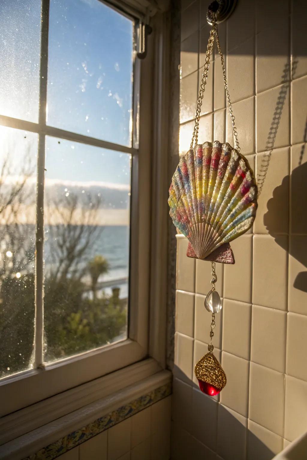 Coastal elegance with ocean gem prisms.