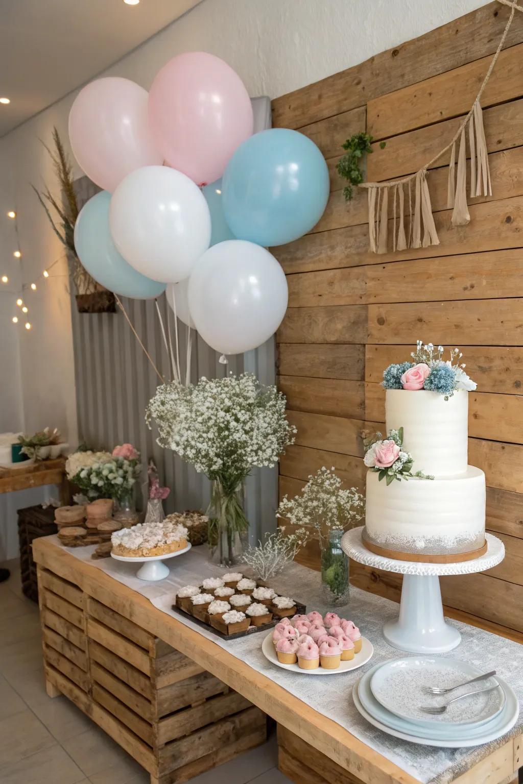 Rustic wooden highlights provide a cozy, inviting touch to your arrangement.