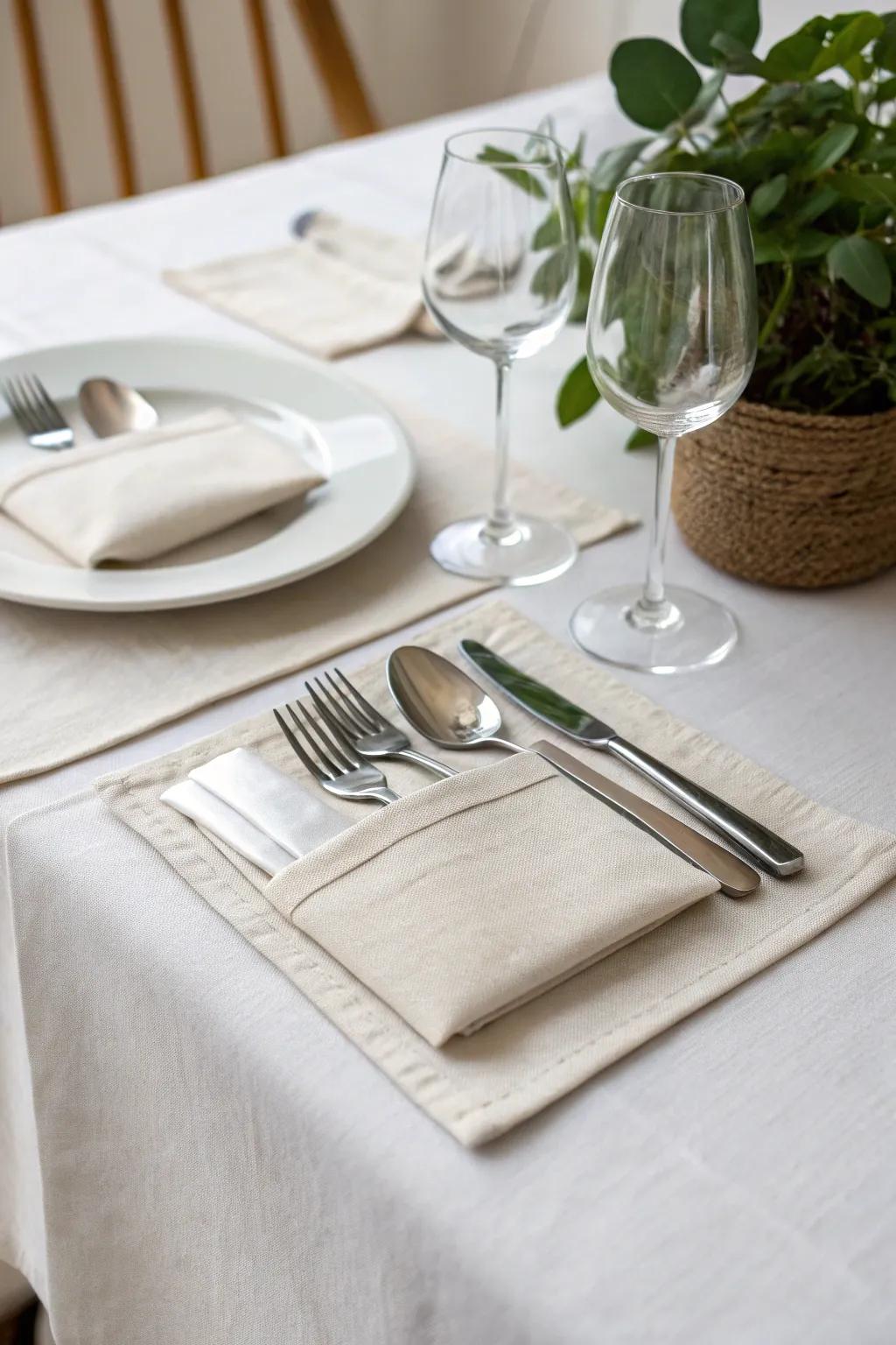 An understated pocket arrangement promotes structured elegance.