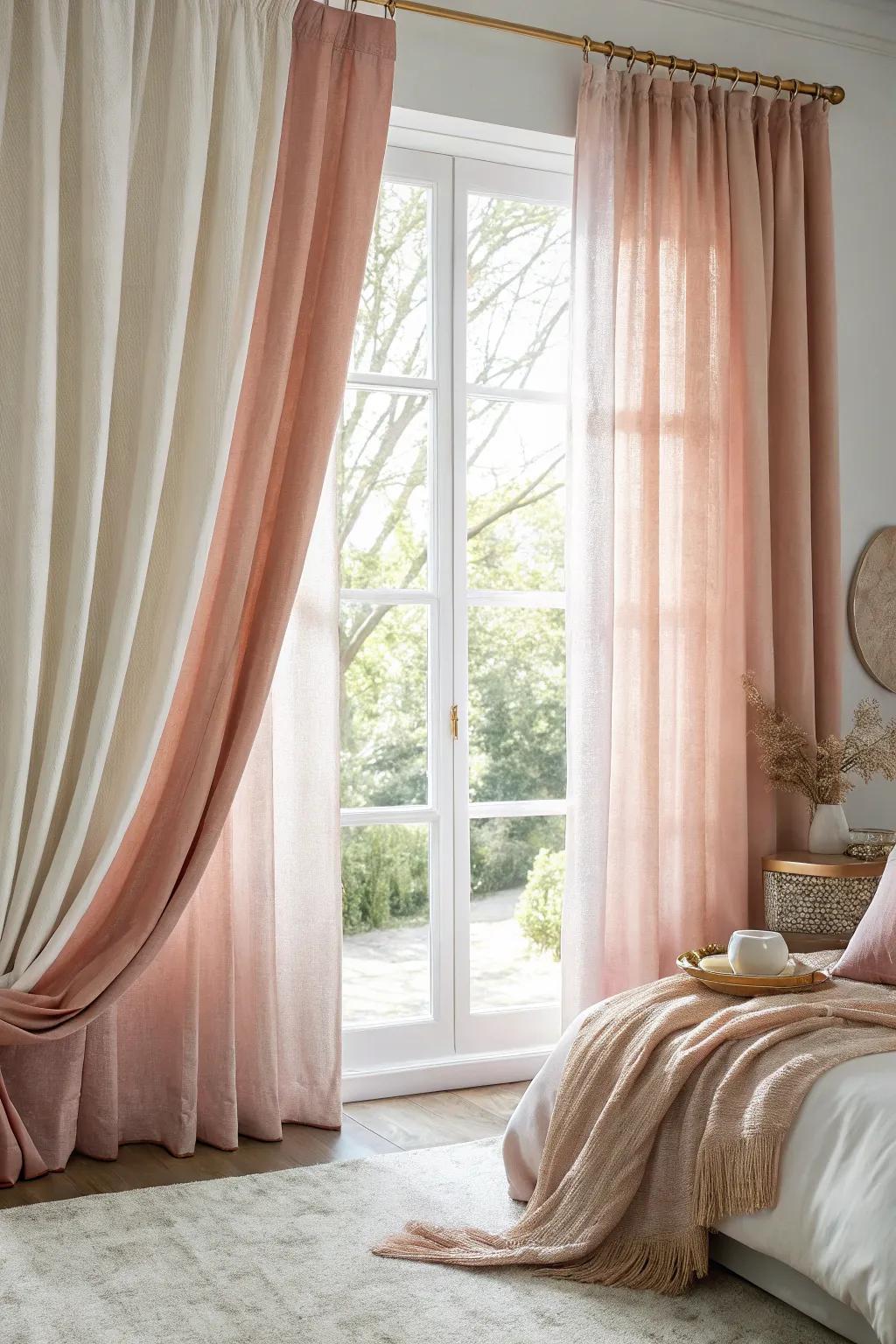 Layered window coverings deliver a luxurious and elegant touch.