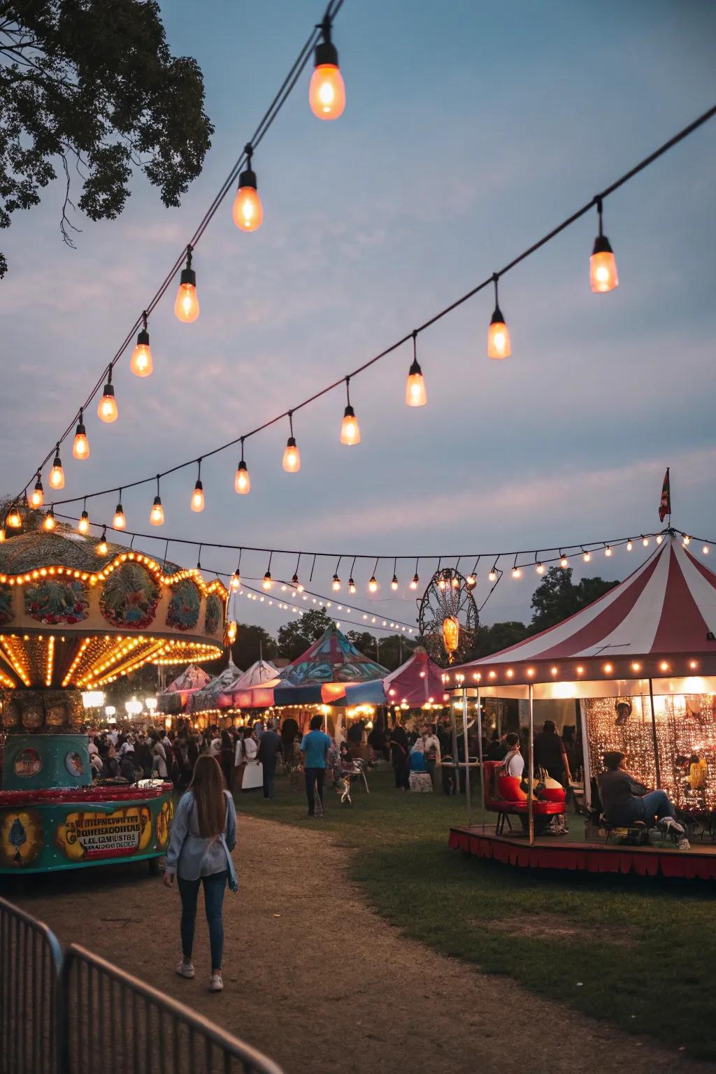 Illumination cultivates a magical carnival atmosphere.