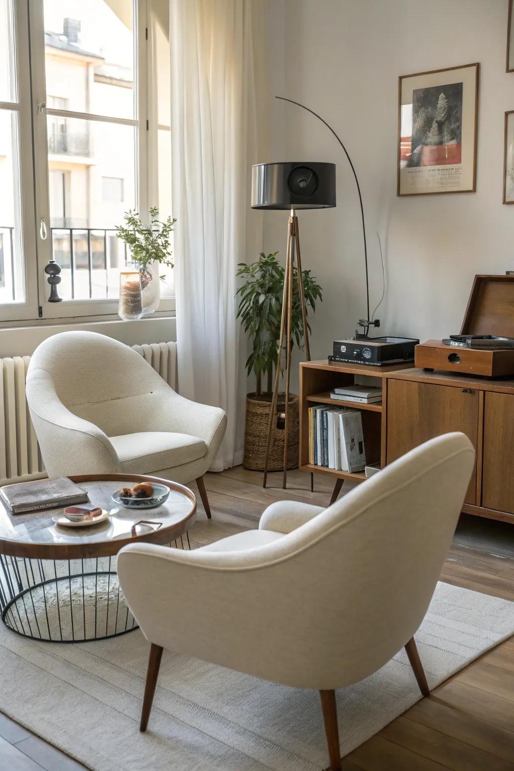 Mid-century modern style that blends retro style and practicality.