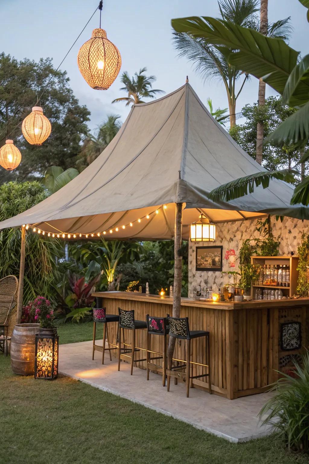 A canvas tent offers a fun and adaptable roofing option.