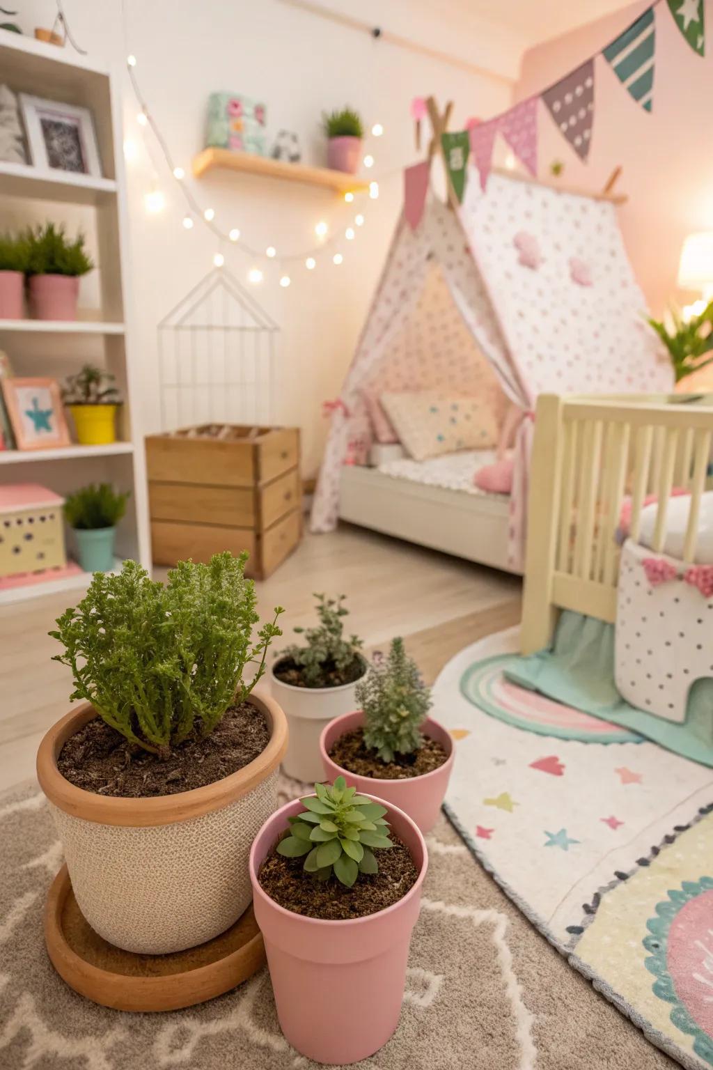 A miniature botanical display infuses nature indoors.