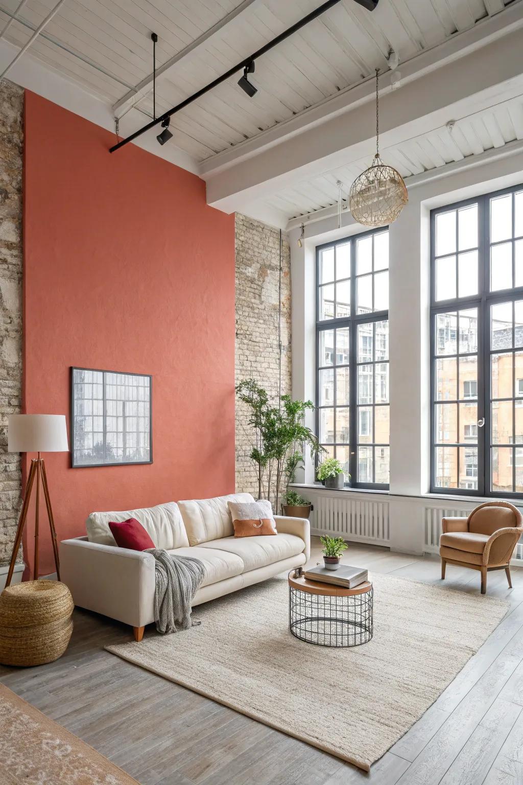 Bold and understated tones balance each other harmoniously.