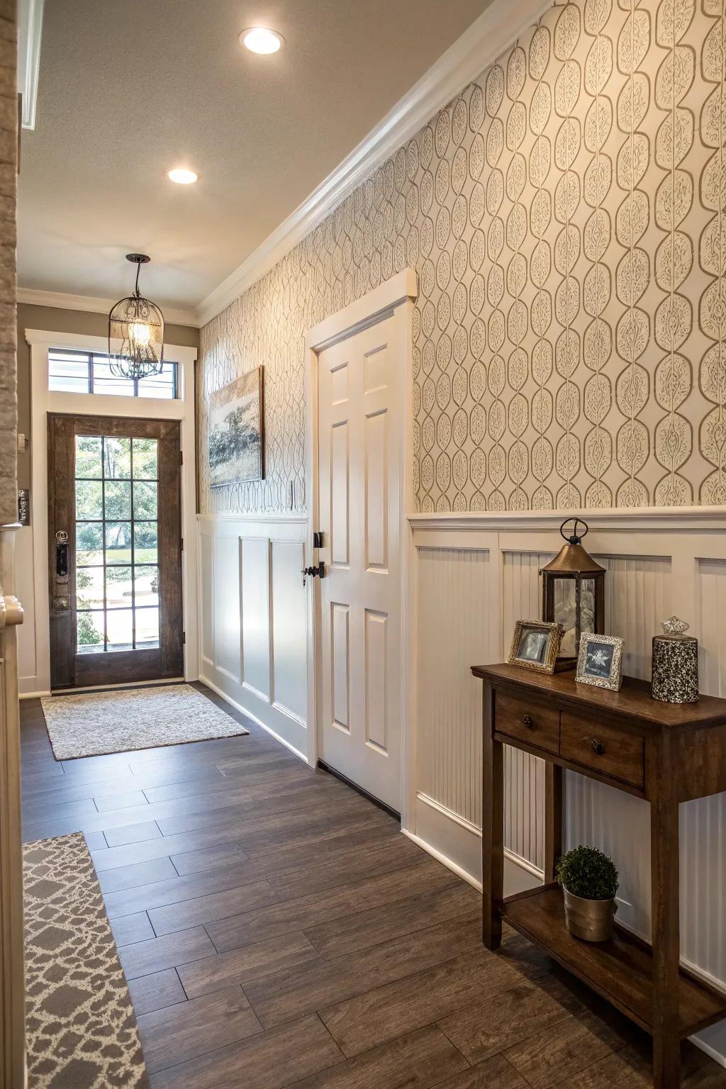 Textured wall treatments bring interest and depth to your entryway.
